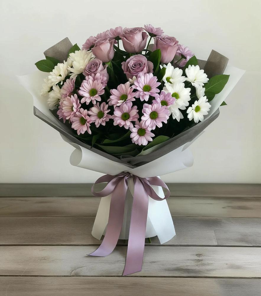 Букет цветов из: Хризантемы и Розы в Вершино-Дарасунском