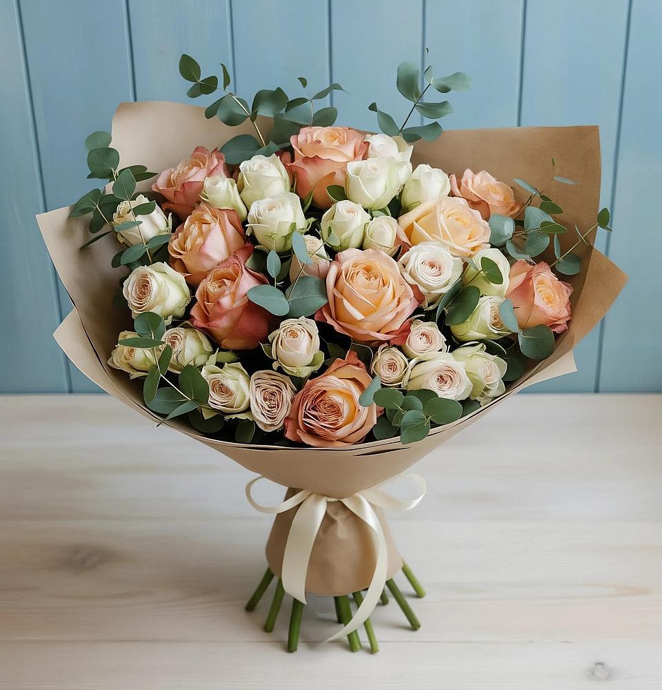 Букет цветов из: Альстромерии и Розы в Вершино-Дарасунском