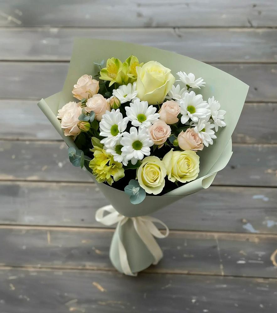 Букет цветов из: Альстромерии, Розы и Хризантемы в Вершино-Дарасунском