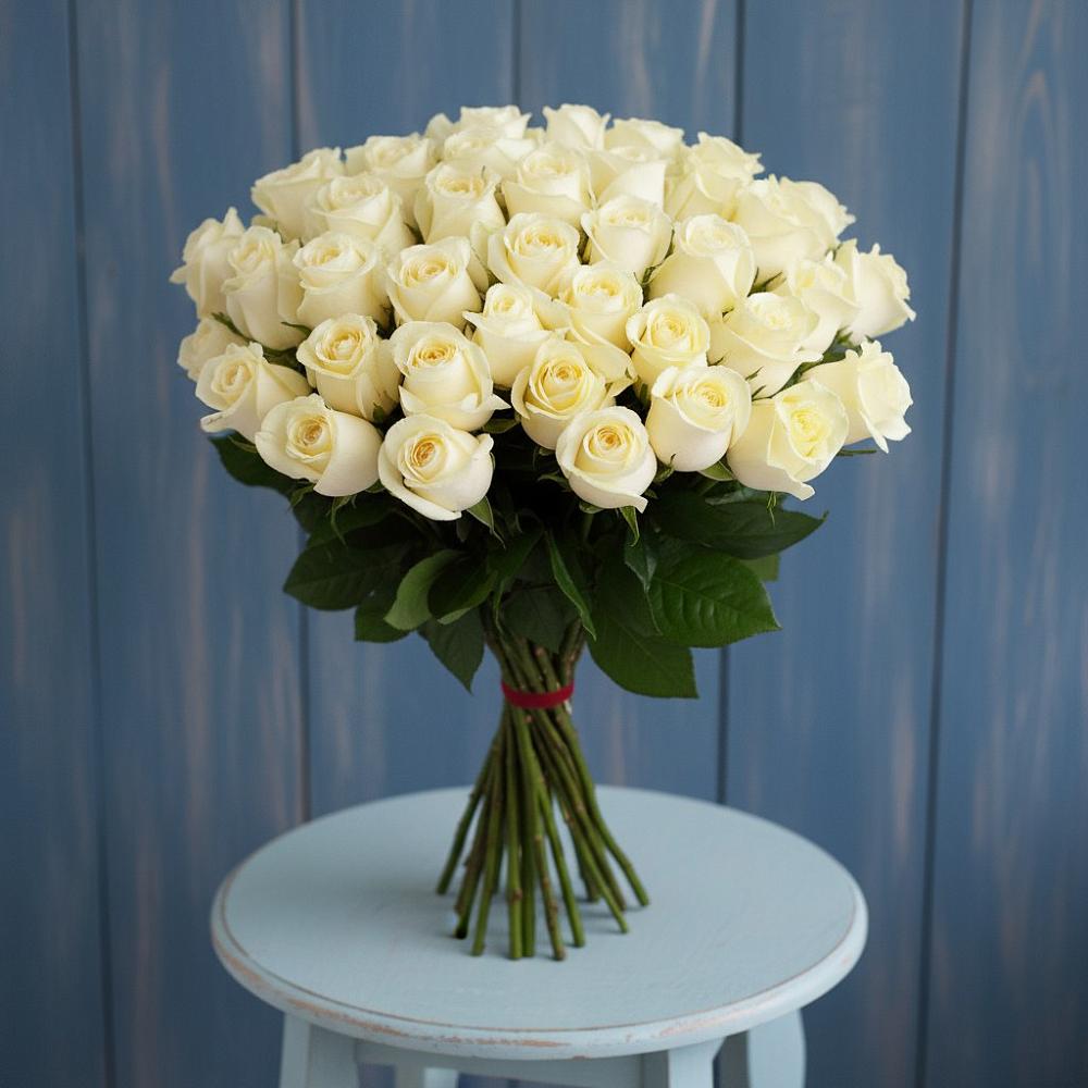 Букет 51 Белая роза Эдлесс Лав в Вершино-Дарасунском