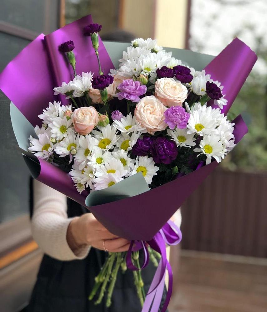 Букет цветов из: Хризантемы, Гвоздики и Розы в Вершино-Дарасунском