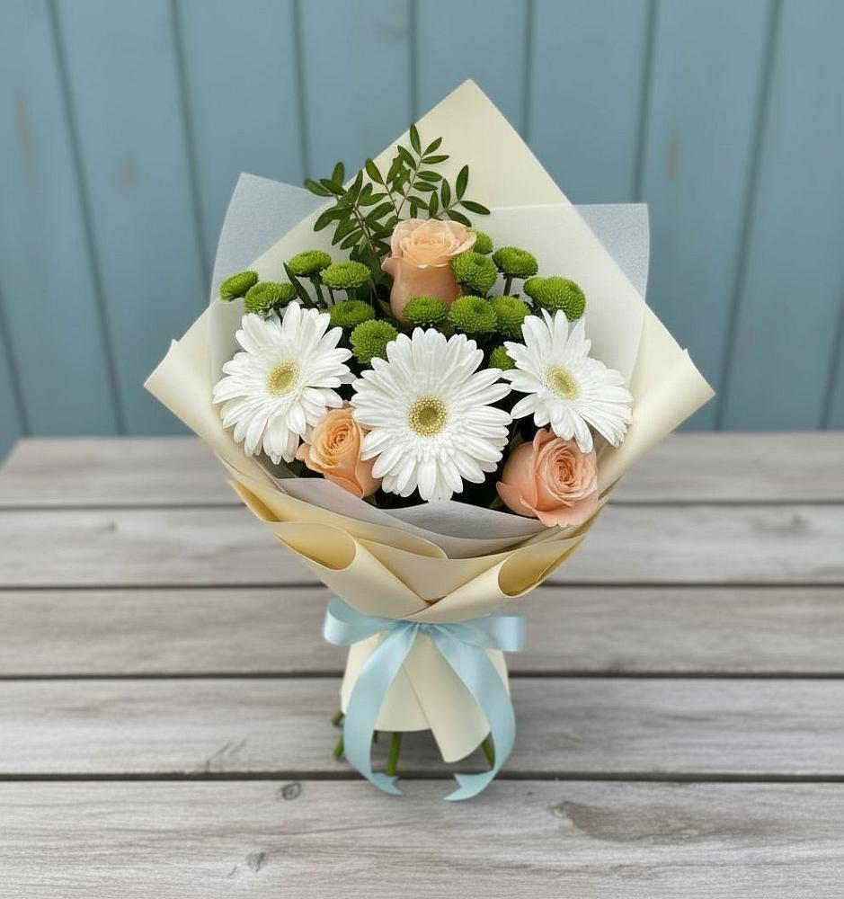 Букет цветов из: Герберы, Розы и Хризантемы в Вершино-Дарасунском