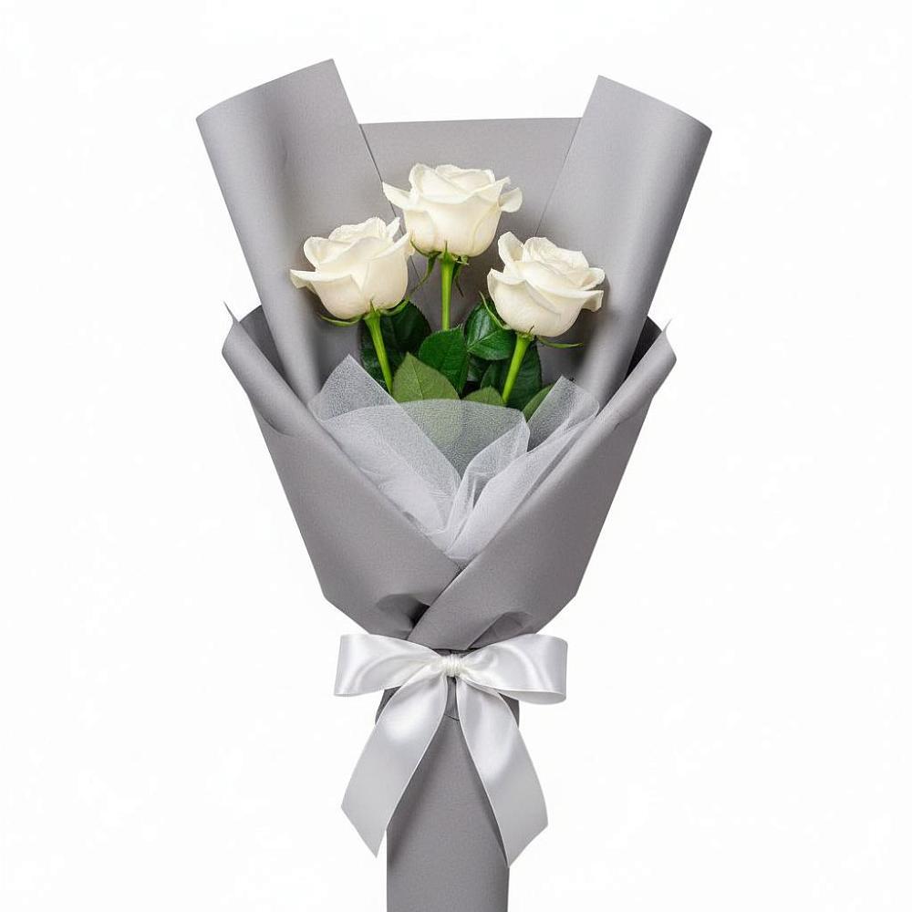 Букет 3 белые розы в Вершино-Дарасунском