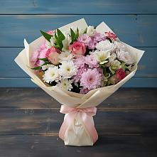 Букет цветов из:  Хризантемы, Альстромерии и Розы в Вершино-Дарасунском