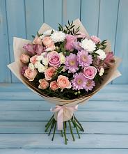 Букет цветов из:  Хризантемы, Розы и Альстромерии в Вершино-Дарасунском