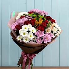 Букет цветов из:  Розы, Хризантемы и Альстромерии в Вершино-Дарасунском