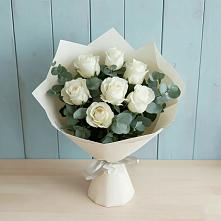 Букет Белые розы в Эвкалипте в Вершино-Дарасунском