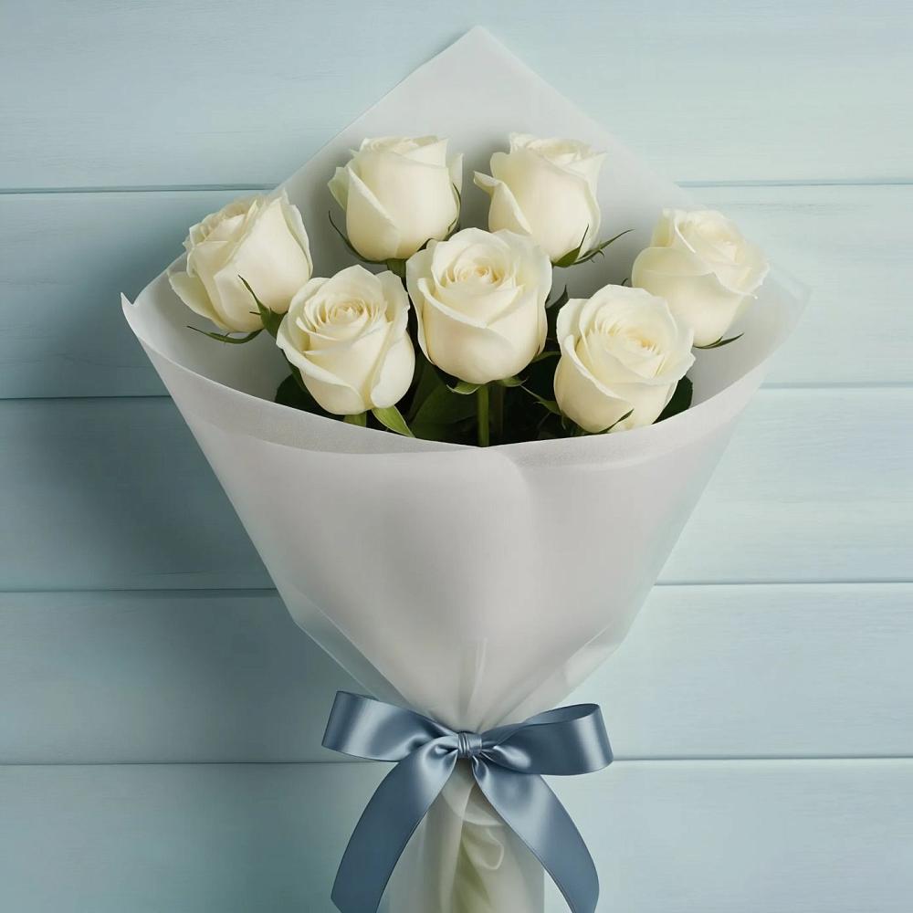 Букет 7 Белых роз Эдлесс Лав в Вершино-Дарасунском