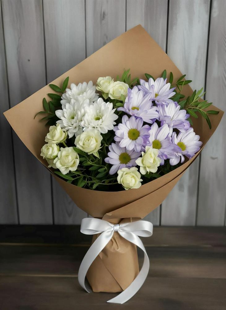 Букет цветов из: Хризантемы и Розы в Вершино-Дарасунском