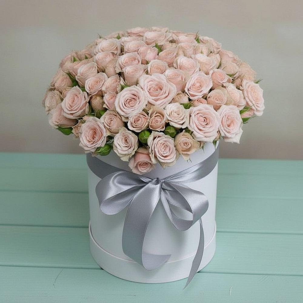 Цветочная композиция из Розы в шляпной коробке в Вершино-Дарасунском